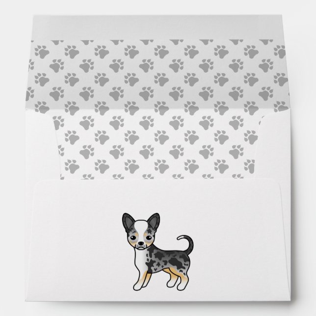 Blue Merle Smooth Coat Chihuahua Cute Dog & Paws Envelope (Back (Bottom))
