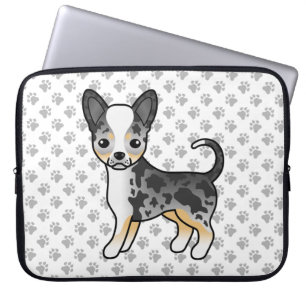 Blue Merle Smooth Coat Chihuahua Cute Dog & Paws Laptop Sleeve
