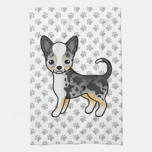 Blue Merle Smooth Coat Chihuahua Cute Dog & Paws Tea Towel