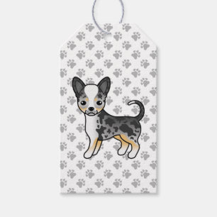 Blue Merle Smooth Coat Chihuahua Dog & Paws Gift Tags