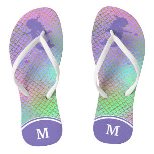 Blue Mermaid Fish Scale Monogram Jandals