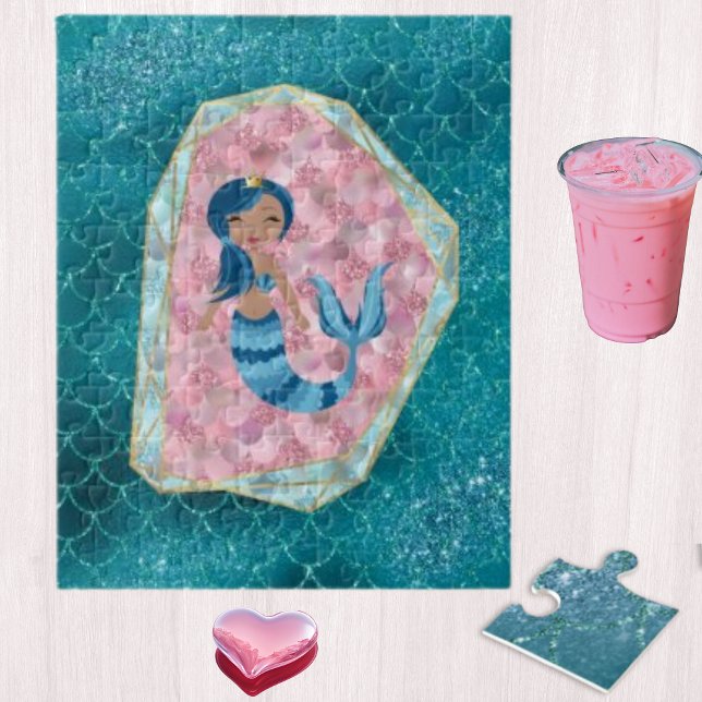 Blue Mermaid in a Pink Shell Jigsaw Puzzle (Creator Uploaded)