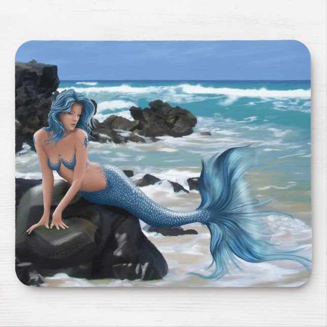 Blue Mermaid Mouse Pad (Front)