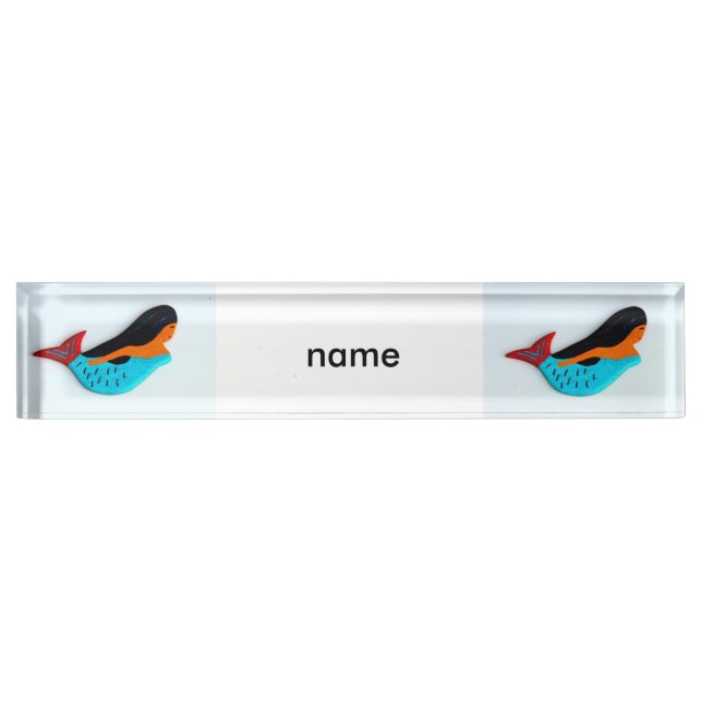 blue mermaid name deskplate nameplate (Front)