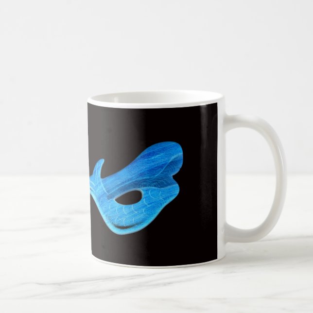 blue mermaid on black background mug (Right)