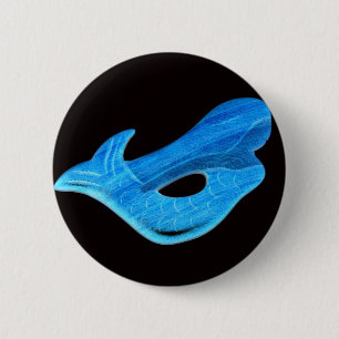 blue mermaid on black button