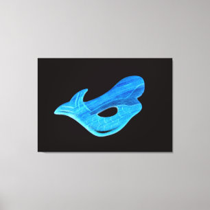 blue mermaid on black wrapped canvas