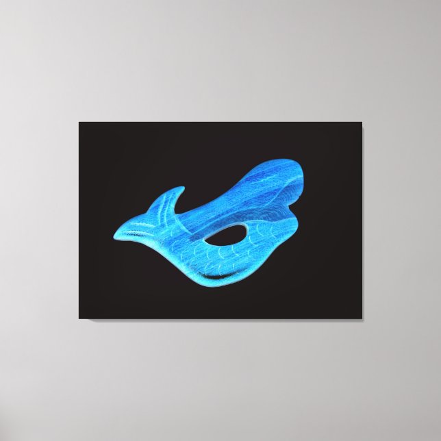 blue mermaid on black wrapped canvas (Front)