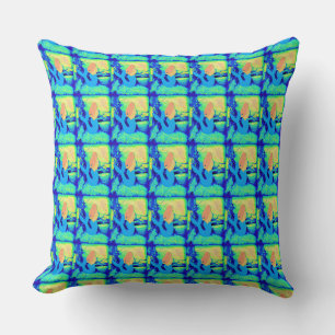 blue mermaid pattern pillow