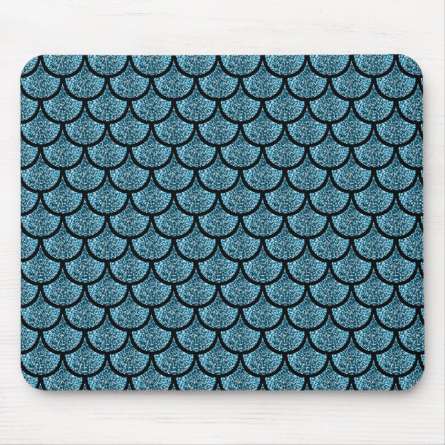 Blue mermaid scale with glitter effect mouse pad (Front)