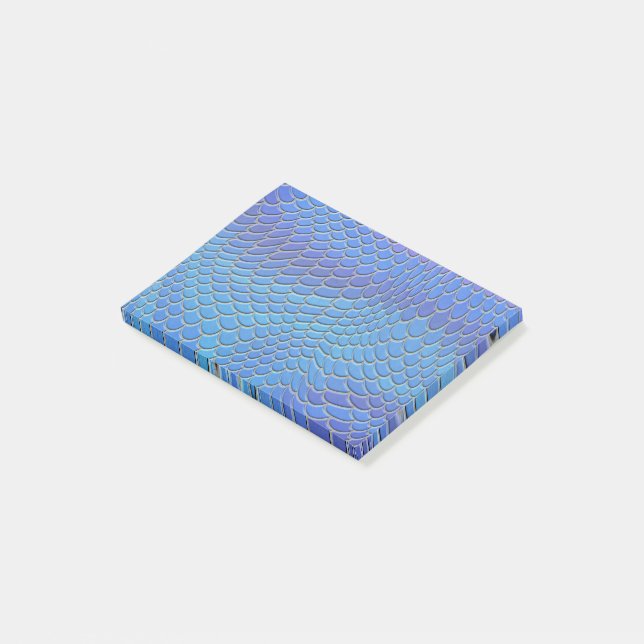 Blue mermaid scales, fish scale post-it notes (Angled)