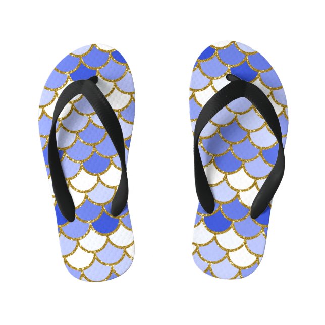 Blue Mermaid Scales Kid's Jandals (Footbed)