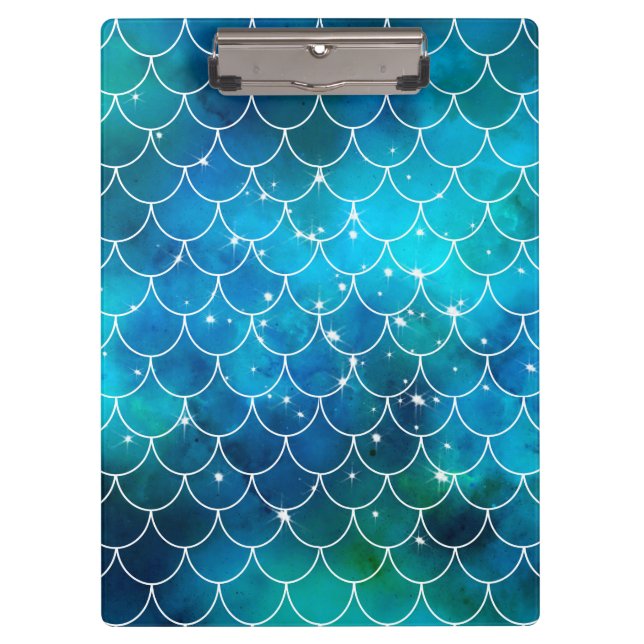 Blue Mermaid Scales Pattern Clipboard (Front)