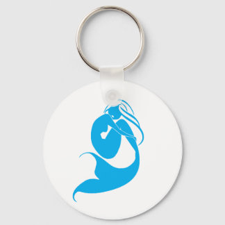 Blue Mermaid Silhouette Logo Key Ring