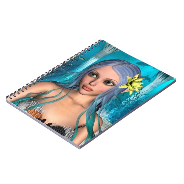 Blue Mermaid Spiral Notebook (Left Side)