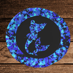 Blue mermaid Splattered Paint Paper Plate