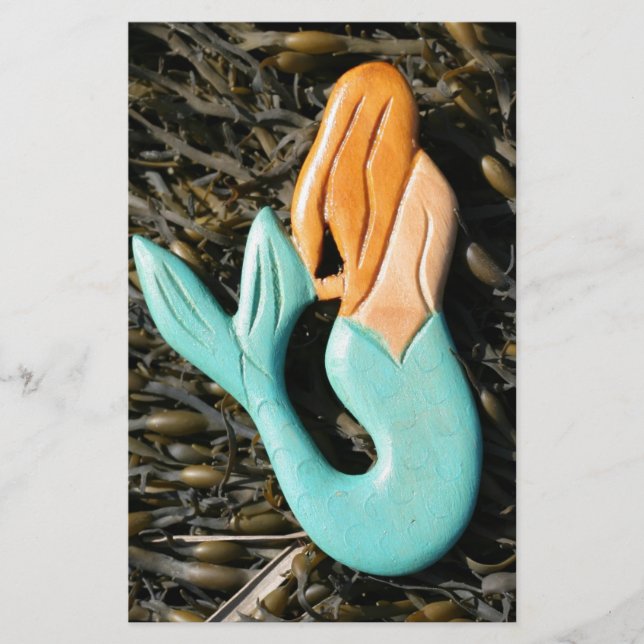 blue mermaid stationary stationery (Front)