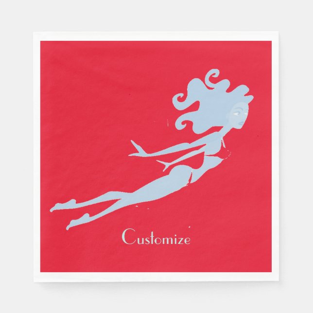 Blue Mermaid Swimmer Thunder_Cove Napkin (Front)