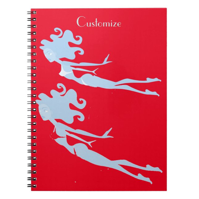 Blue Mermaid Swimmer Thunder_Cove Notebook (Front)