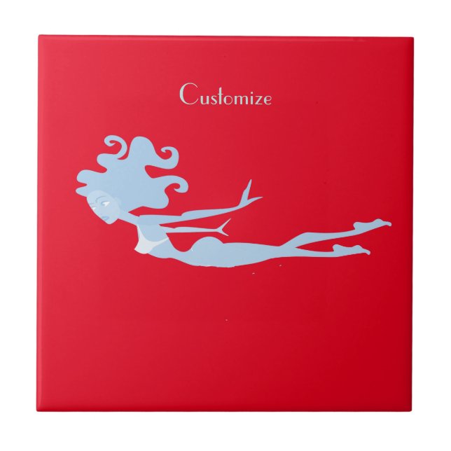 Blue Mermaid Swimmer Thunder_Cove Tile (Front)