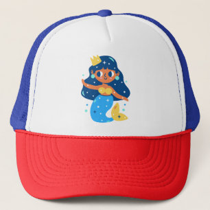 Blue mermaid trucker hat
