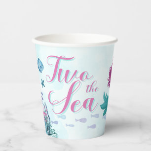 Blue Mermaid Two the Sea Girls 2nd Birthday Paper Cups