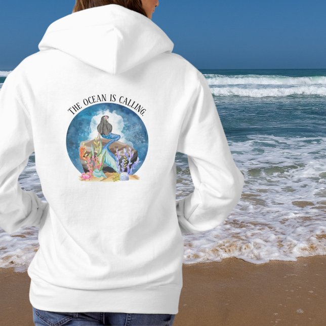 Blue Mermaid Watercolor Hoodie (Creator Uploaded)