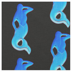 blue mermaids on black fabric