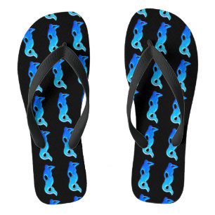 blue mermaids on black jandals