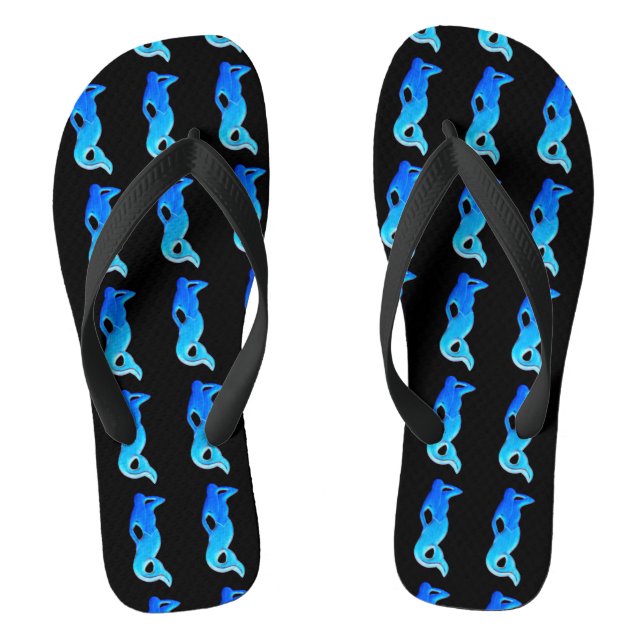 blue mermaids on black jandals (Footbed)