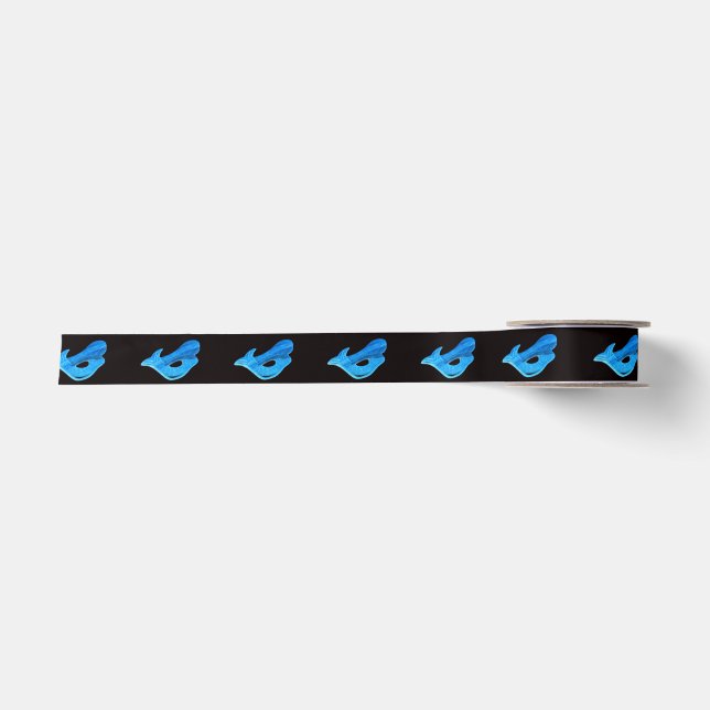 blue mermaids on black satin ribbon (Front)