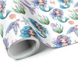 Blue Mermaids Wrapping Paper