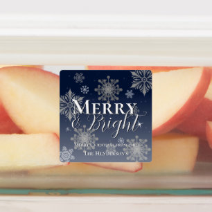Blue Merry and Bright Snowflakes Christmas Baking