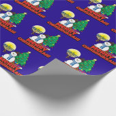 Blue Merry Chrismukkah with Snowman & Menorah Wrapping Paper (Corner)