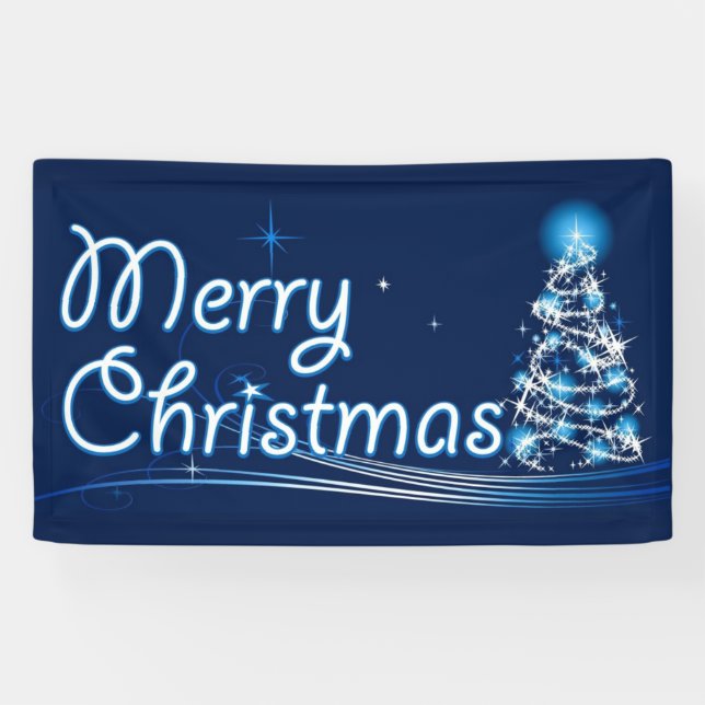 Blue Merry Christmas Banner (Horizontal)