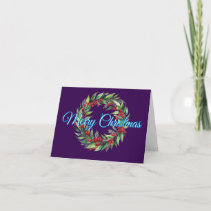Blue Merry Christmas Hand Scribble Personalise Thank You Card