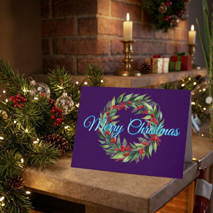 Blue Merry Christmas Hand Scribble Personalise Thank You Card