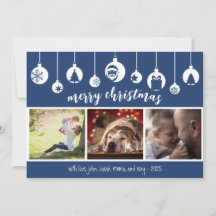 Blue Merry Christmas Hanging Ornament Photo