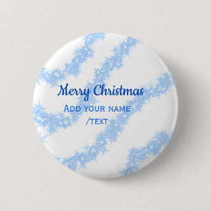 Blue merry christmas sparkle glitter lines add nam 6 cm round badge