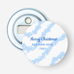 Blue merry christmas sparkle glitter lines add nam bottle opener