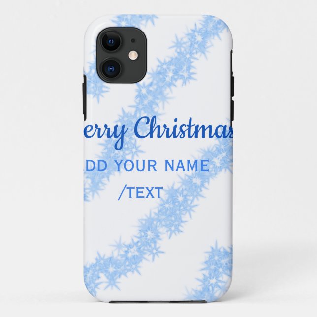Blue merry christmas sparkle glitter lines add nam Case-Mate iPhone case (Back)