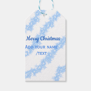 Blue merry christmas sparkle glitter lines add nam gift tags