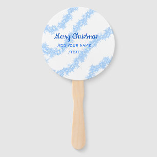 Blue merry christmas sparkle glitter lines add nam hand fan