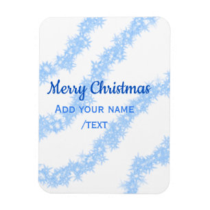 Blue merry christmas sparkle glitter lines add nam magnet
