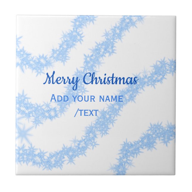 Blue merry christmas sparkle glitter lines add nam tile (Front)