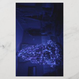 Blue Merry Christmas Tree Lights Stationery
