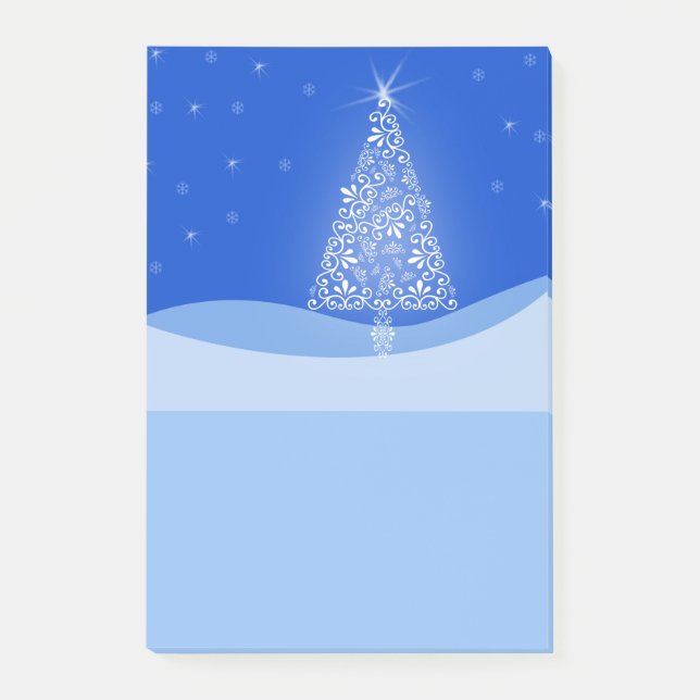 Blue Merry Christmas Tree Starry Night Post it Post-it Notes (Front)