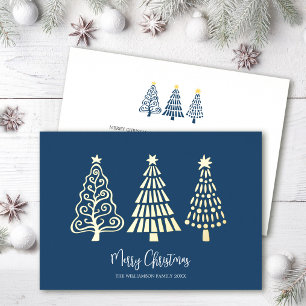 Blue Merry Christmas Trees Script Name Real Gold