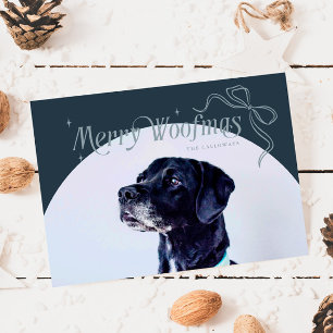 Blue Merry Woofmas Dog Christmas Holiday Card