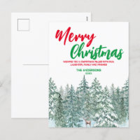 Blue Merry xmas trees forest Modern raindeer Holid